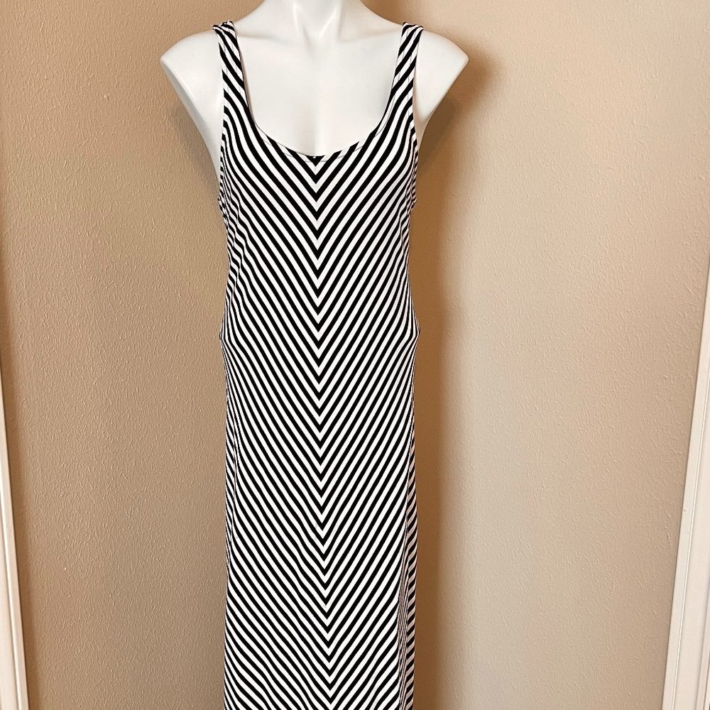 Merona Blue and White Striped Knit Maxi Dress - Size L